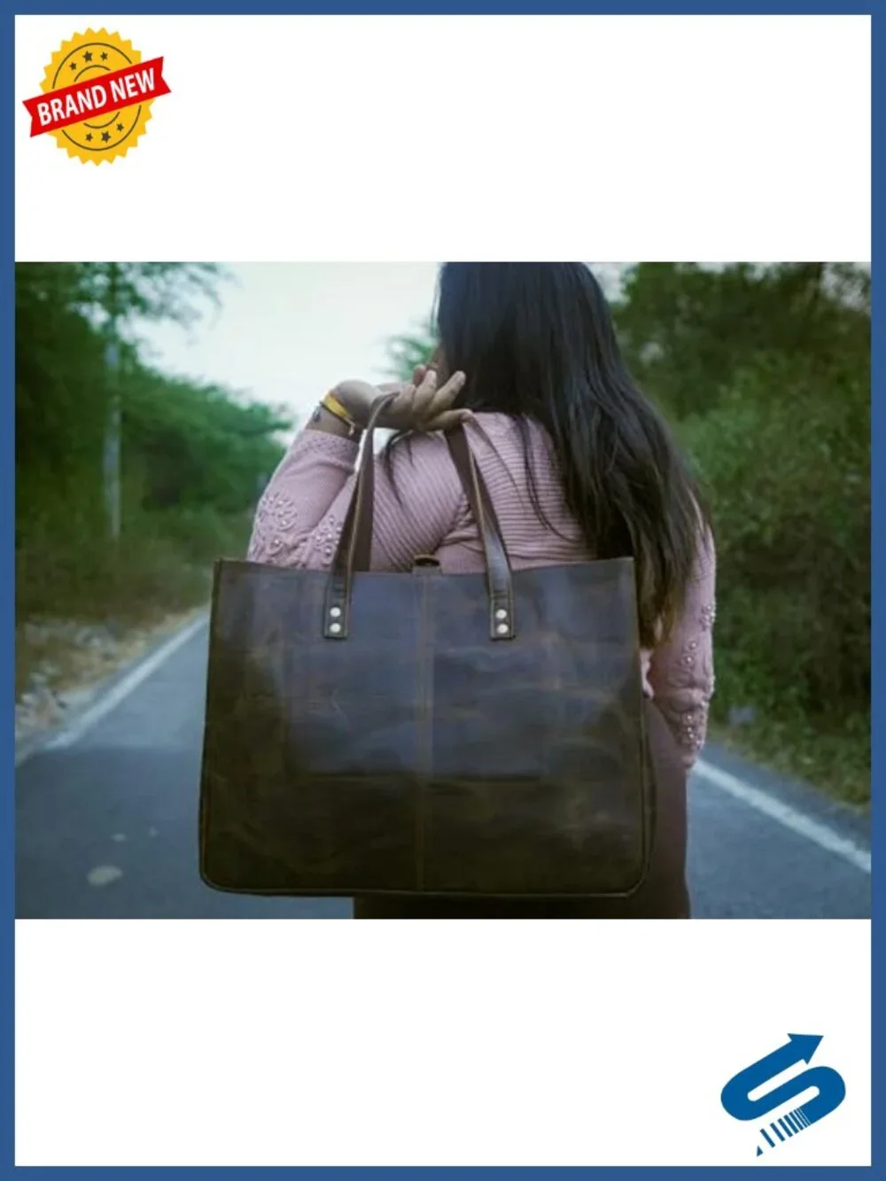 Genuine Leather Large Tote Bag Shoulder Handbag Women Laptop Travel